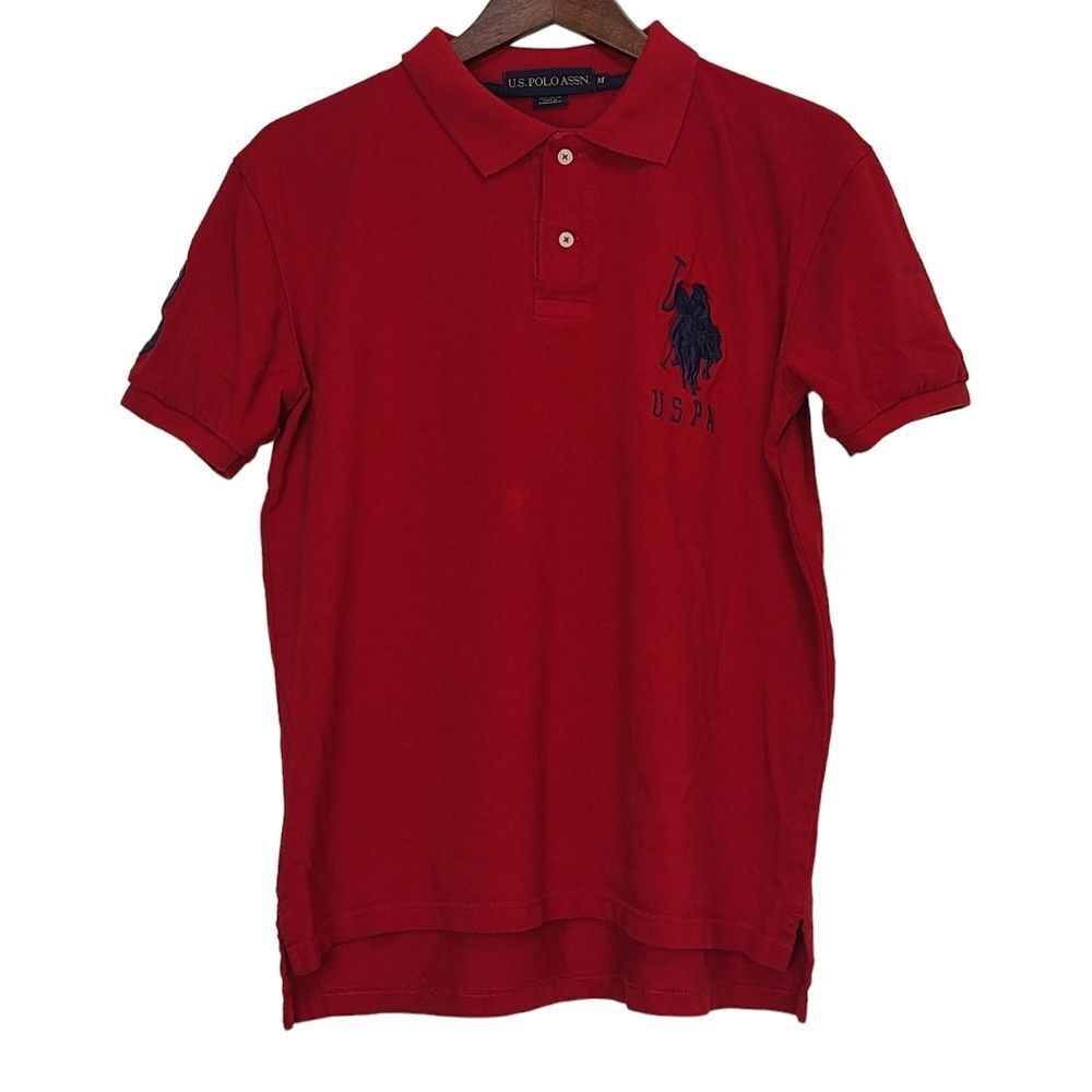 US Polo Assn Big Pony #3 USPA Red Short Sleeve Casual Polo Shirt Size Medium